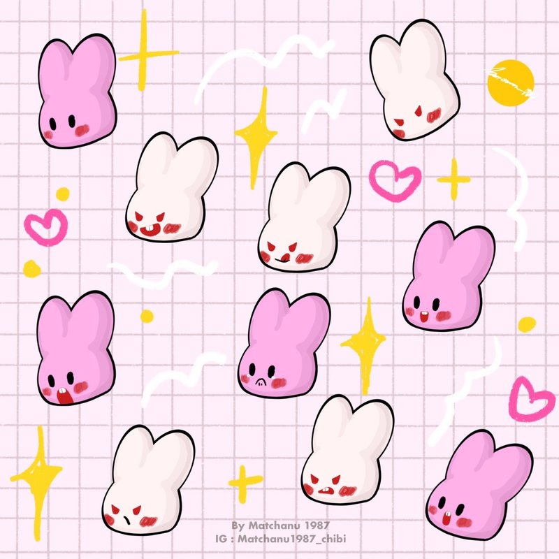 Digital stickers - Pink and White Rabbit (png.files) - 電子手帳及素材 - 其他材質 