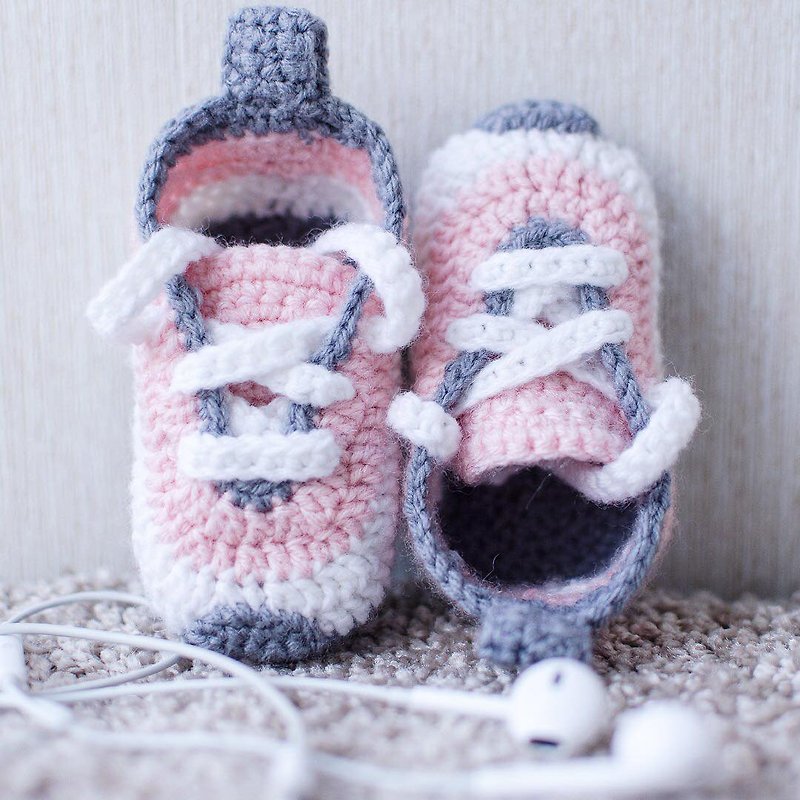 DIY Digital crochet PDF pattern Sneakers booties for baby 3-6 months - Knitting, Embroidery, Felted Wool & Sewing - Cotton & Hemp Multicolor