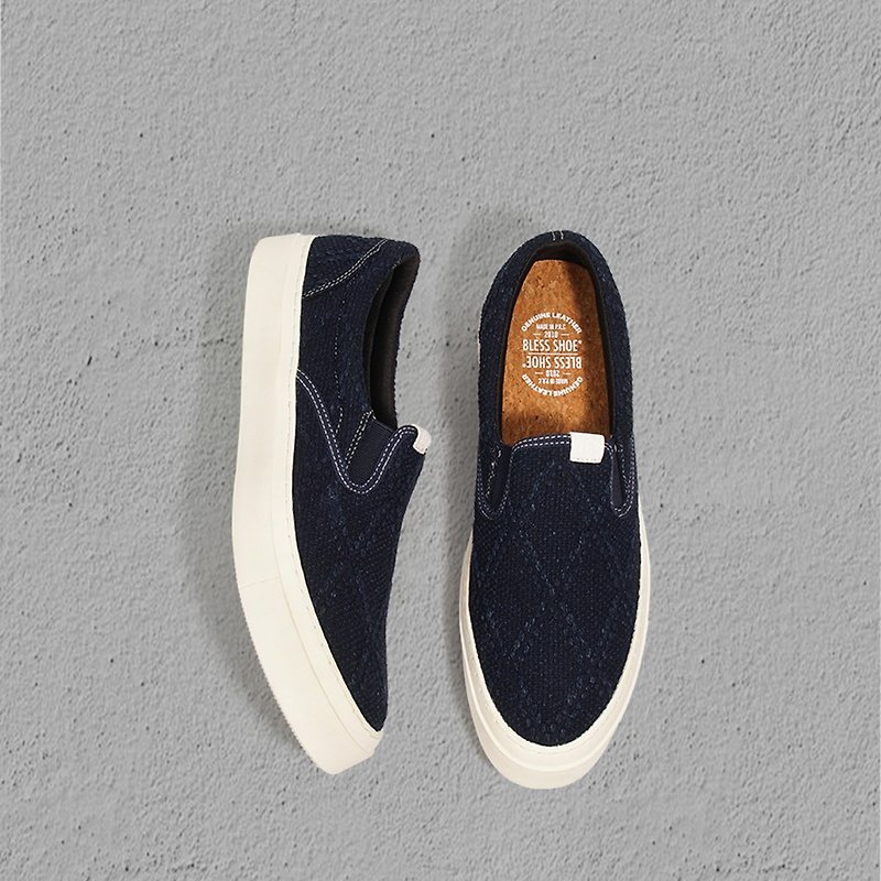 Aizen lazy shoes casual sneakers slip on - Men's Running Shoes - Cotton & Hemp Blue