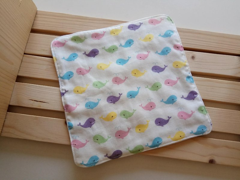 Miyue gift six-color yarn handkerchief square towel baby wash towel wipe sweat towel baby with small square towel - Bibs - Cotton & Hemp Multicolor
