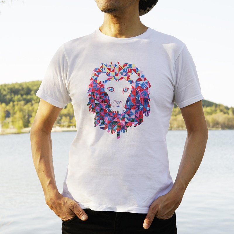 幾何学大帝Tシャツfor Men - 女 T 恤 - 棉．麻 白色