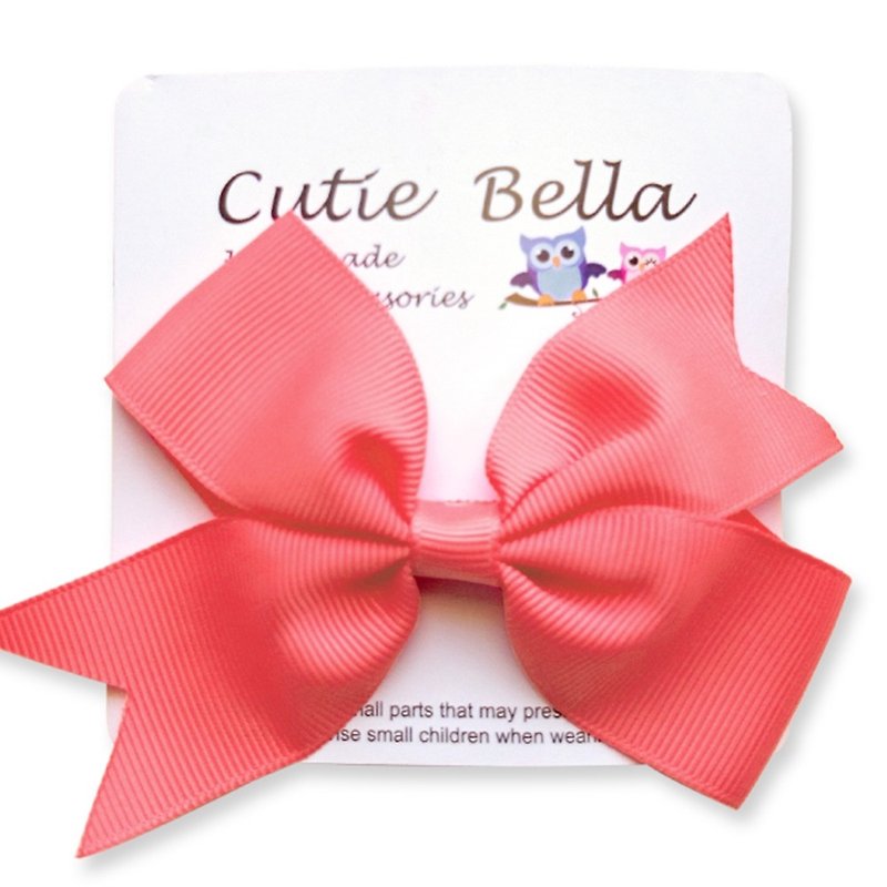 Cutie Bella Dreamy Bowknot Handmade Hair Accessories Full Covered Fabric Bow Stretch Hairpin-Coral - เครื่องประดับผม - เส้นใยสังเคราะห์ 