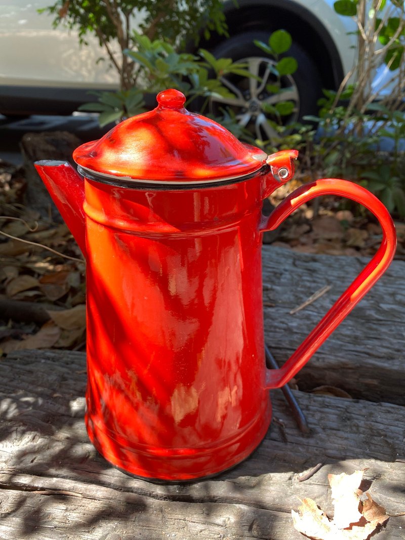 【好日戀物】法國琺瑯壼vintage 紅色稀有 - 擺飾/家飾品 - 琺瑯 紅色