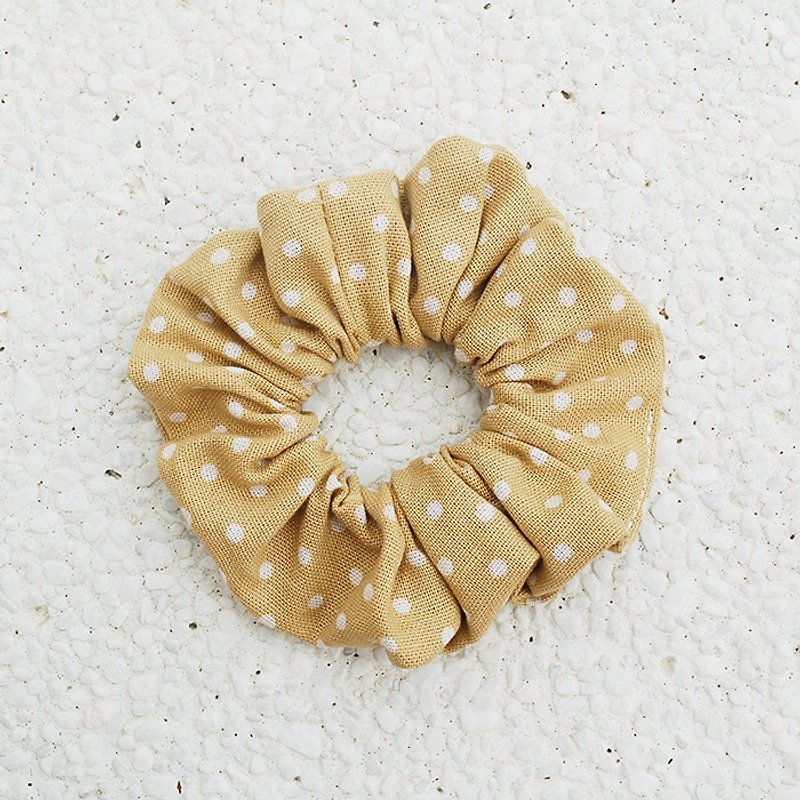 Small dots hair bundle _ yellow / large intestine ring donut hair ring - Hair Accessories - Cotton & Hemp Khaki