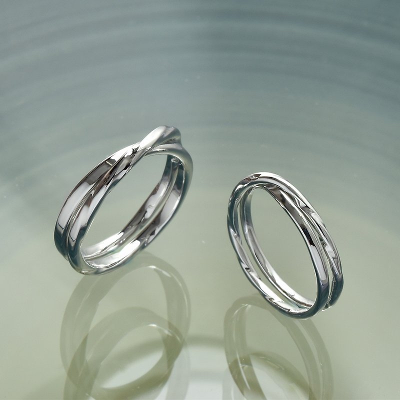 Ripple 涟漪 sterling silver ring male ring custom silver ring - แหวนคู่ - โลหะ สีเงิน