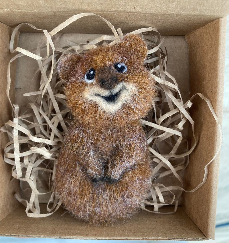 Quokka 針 針氈 quokka 複製品胸針 女士 羊毛 複製品 動物別針 - 胸針 - 羊毛 咖啡色