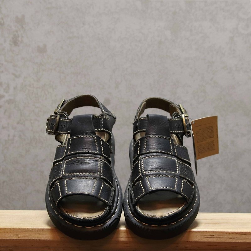 Tsubasa.Y Antique House Black 009 Martin Sandals, Dr.Martens England - Sandals - Genuine Leather 