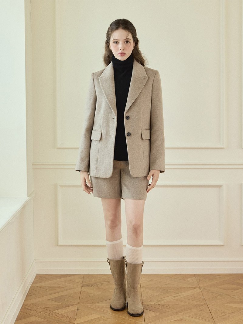 Cashmere10% Wool Blend Tailored Set - Oatmeal - Women's Casual & Functional Jackets - Other Materials Khaki