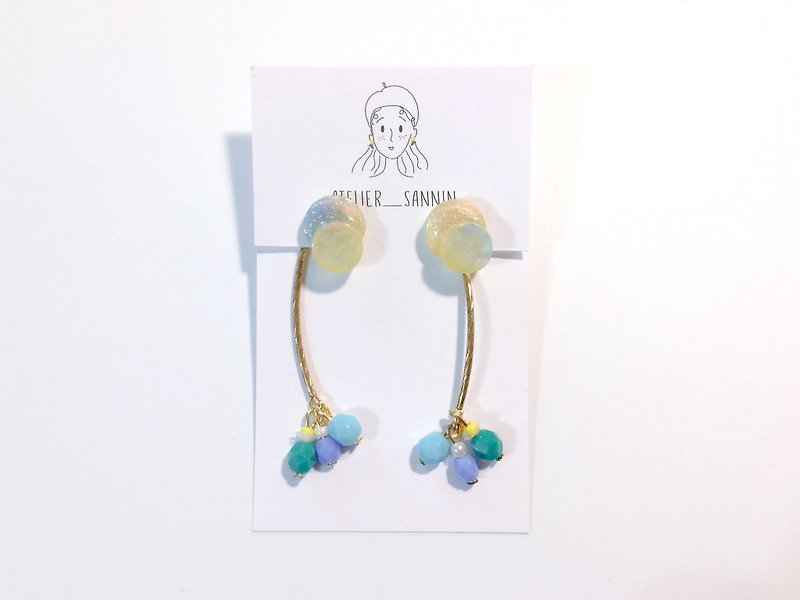 Snow Lyme candy drape two hand-made handmade earrings ear clip / ear clip - Earrings & Clip-ons - Other Materials Multicolor