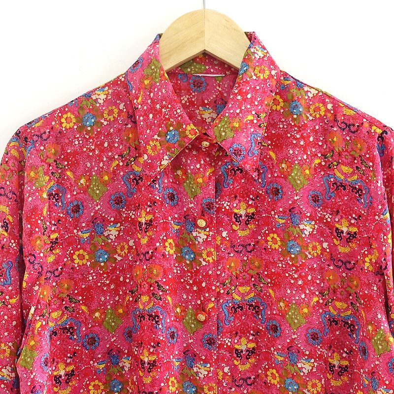 │Slowly│ Watercolor flowers - Vintage shirts │vintage. Vintage. - Women's Shirts - Polyester Multicolor