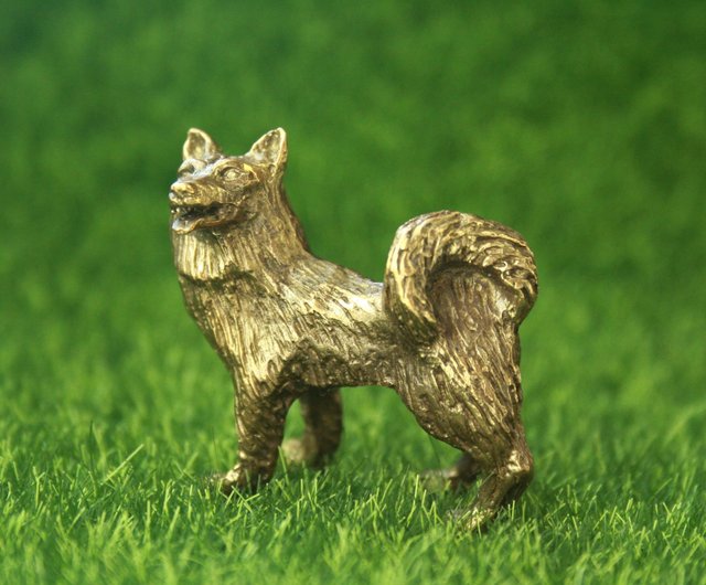 秋田犬-真鍮、金属製の置物のミニチュア小像 - ショップ ArtBronze 置物 - Pinkoi