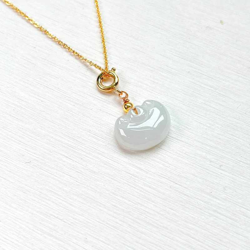 [May everything go well] Jadeite Ruyi Pendant 14K gold-filled | Natural Burmese grade A jadeite | Gift - พวงกุญแจ - หยก สีใส