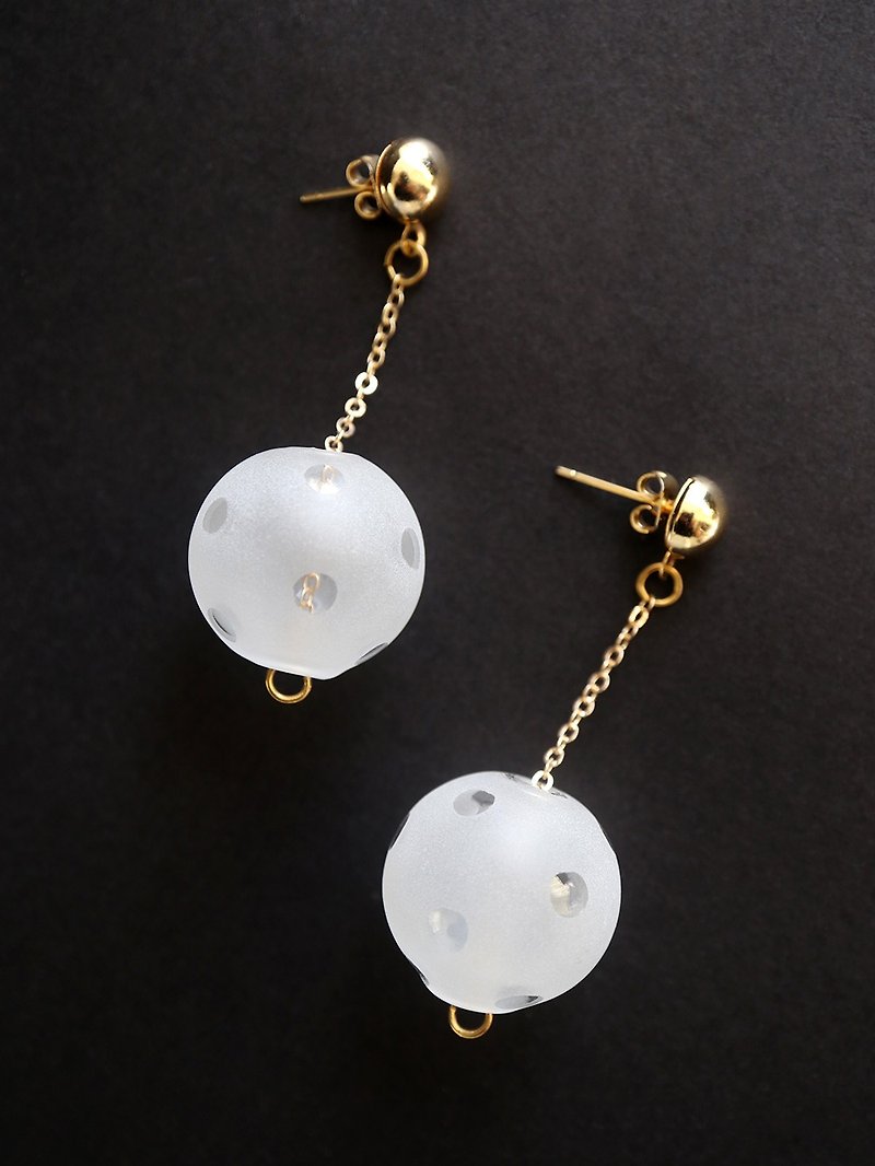 JEANNE Frost dots - 磨砂波點玻璃球 耳環 - 頸圈項鍊 - 玻璃 透明
