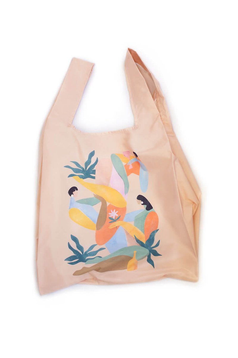 英國Kind Bag-環保收納購物袋-中-Maggie聯名-夏日午後 - 手提包/手提袋 - 防水材質 粉紅色