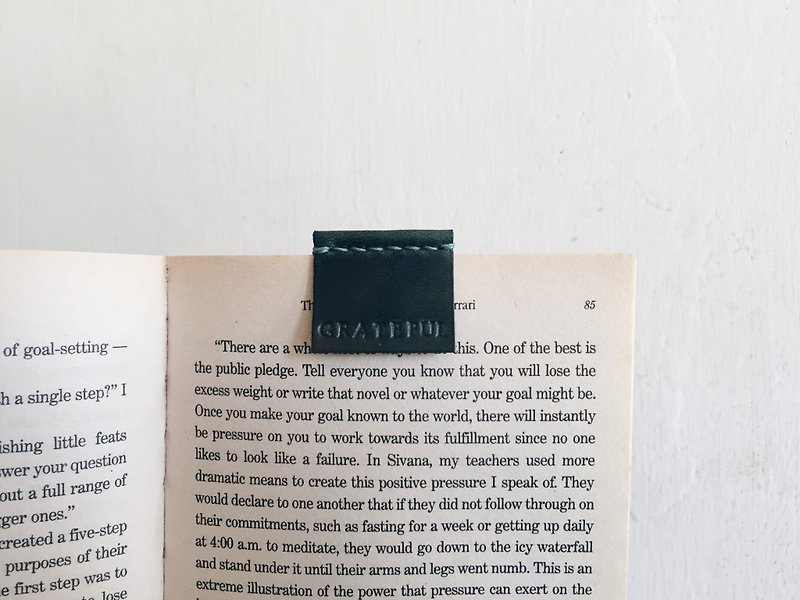 [NINOX] Handmade Leather Bookmarks - Folding Print - ที่คั่นหนังสือ - หนังแท้ สีเขียว