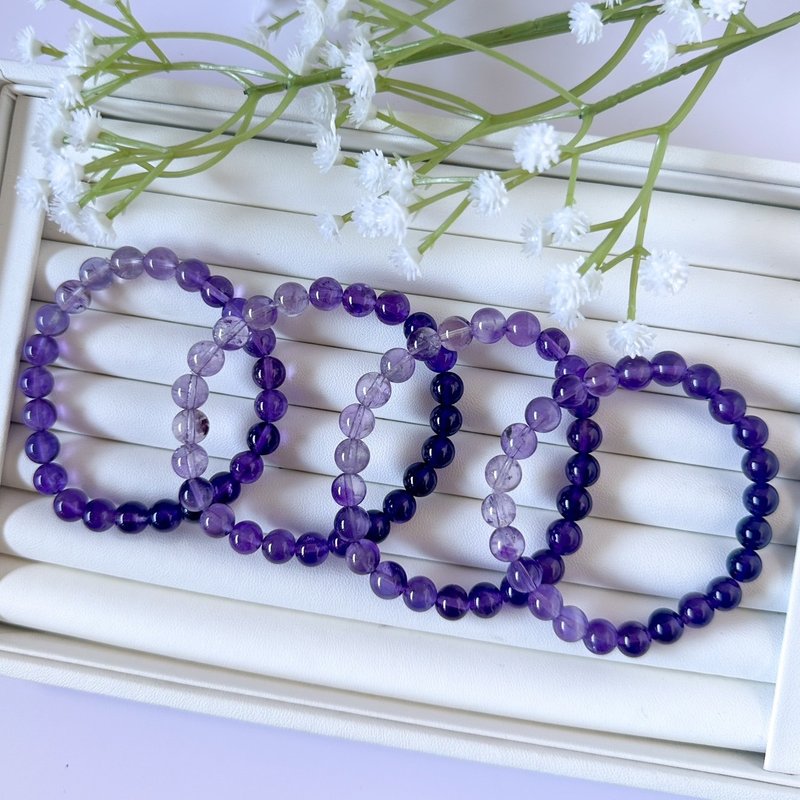 │Amethyst│Gradient color│Fresh style│Gift for personal use│Birthday gift - สร้อยข้อมือ - เครื่องเพชรพลอย สีม่วง