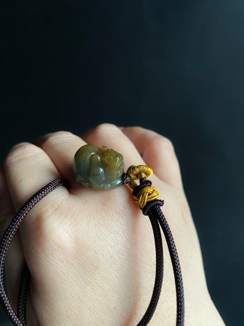 天然緬甸玉 翡翠 紅翡 招財 貔貅 護主 玉墜 項鍊 禮物 長輩禮 - 項鍊 - 玉石 咖啡色