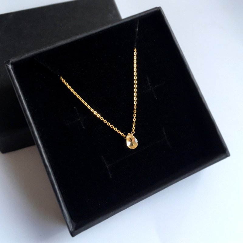 K14gf Critrine Necklace, November Birthstone, Dainty Necklace - สร้อยคอ - เครื่องเพชรพลอย สีเหลือง