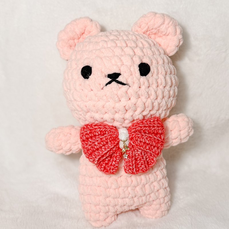 Peachie 抱抱熊 限定收藏玩偶抱枕 聖誕蝴蝶結版 珍珠版 28cm - 公仔/玩偶 - 棉．麻 