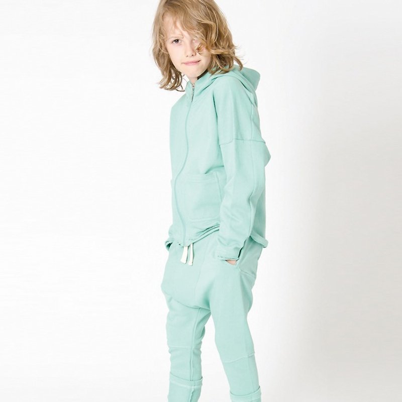 【Swedish children's clothing】High pound organic cotton premium hooded jacket 3 years old to 12 years old mint green - Coats - Cotton & Hemp Green