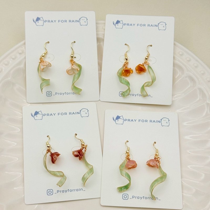 スズラン / 手作りクリスタルフラワーアクセサリー - ピアス・イヤリング - レジン 