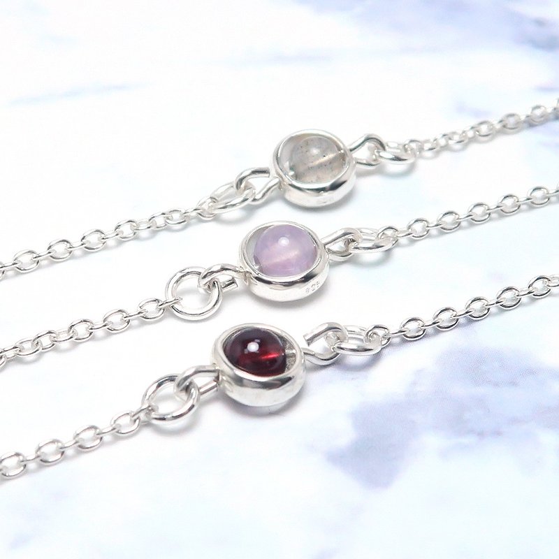 Love Girl / Lavender Amethyst / Moonstone / Garnet / 925 Silver Natural Stone Bracelet Small - Bracelets - Sterling Silver Multicolor