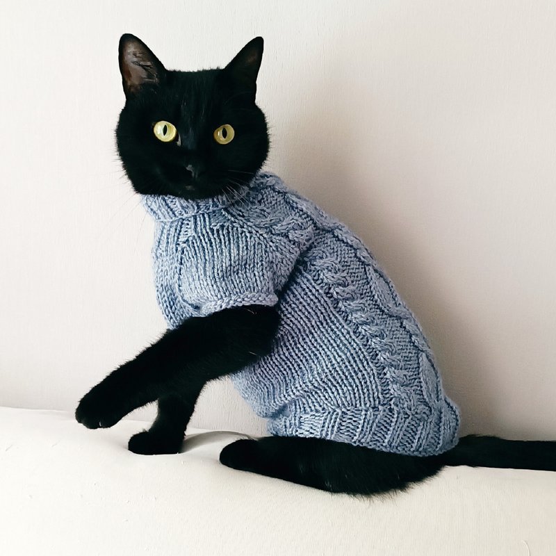 Hand knitting sweater for cat Sphynx clothing Wool cat jumper cat sweaters - Clothing & Accessories - Wool 