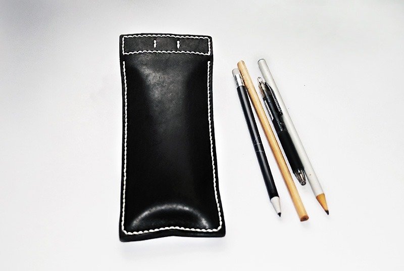Simple leather pencil case/magnetic suction pocket - Pencil Cases - Genuine Leather 