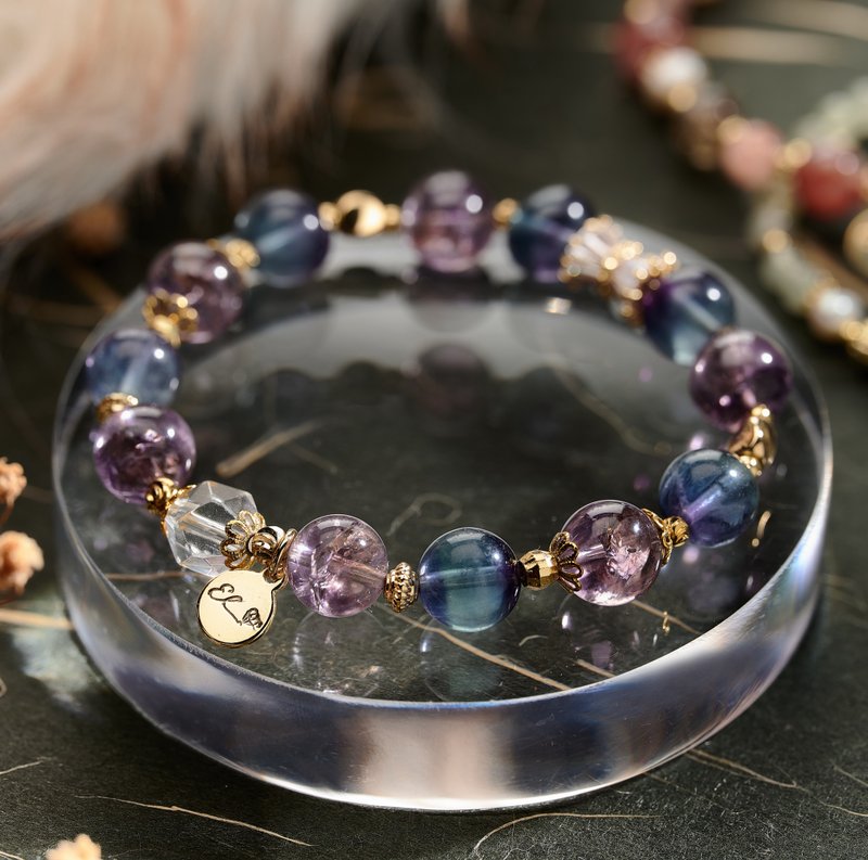 [Blue Bird] Purple Asai Stone White Crystal Stone of Wisdom Stables Emotional Creation Inspiration - สร้อยข้อมือ - คริสตัล สีม่วง