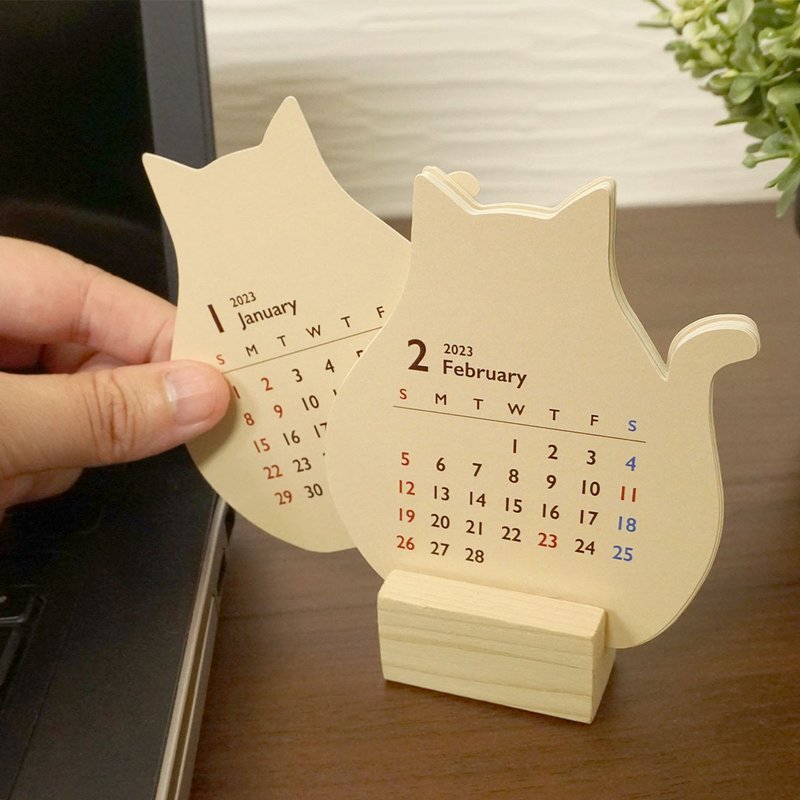 2023 Cat Desk Calendar Cat Month Monthly Made in Japan CALE1 設計館 Shoe