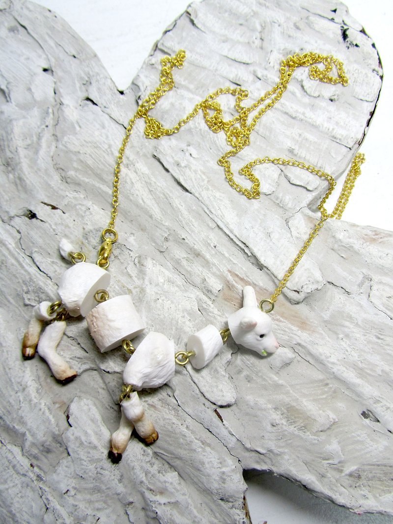 TIMBEE LO Active Split White Goat Necklace Sheep Goat Limbs Active Running State - Necklaces - Plastic Gold
