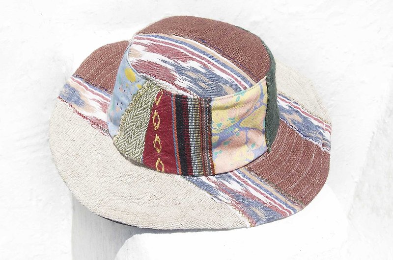 摩洛哥風拼接手織棉麻帽 編織帽 漁夫帽 遮陽帽 草帽-拼接民族風 - 帽子 - 棉．麻 多色