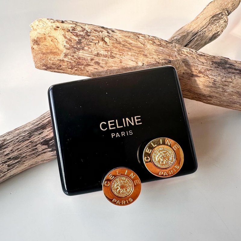 老骨頭 CELINE金色地球儀金幣耳夾Y4 vintage - 耳環/耳夾/耳骨夾 - 其他金屬 