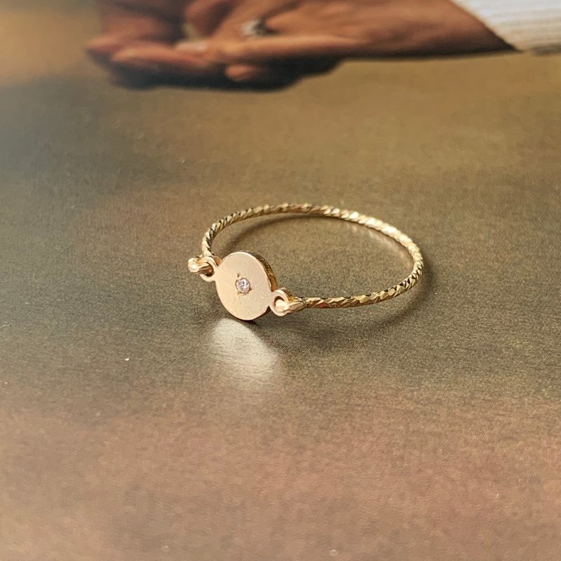 【14Kgf色褪せない】アメリカンゴールド注入の小さなラウンドカード象嵌ブロークンダイヤモンドリングオーダーメイドハンドメイド非常に細かい - リング・指輪 - 貴金属 ゴールド