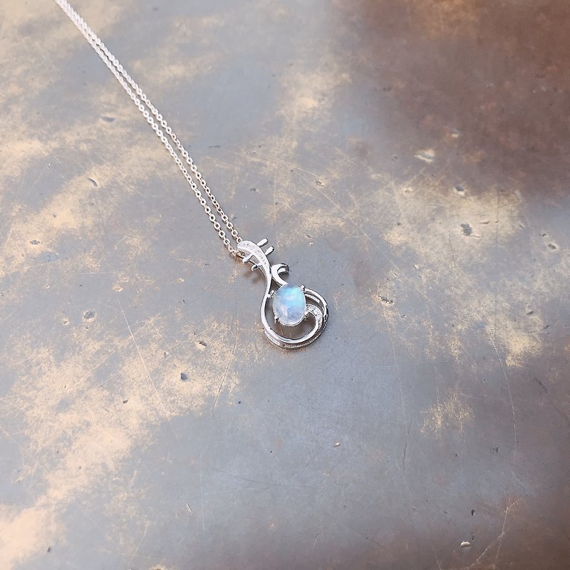 Moonstone violin sterling silver necklace - Necklaces - Sterling Silver Silver