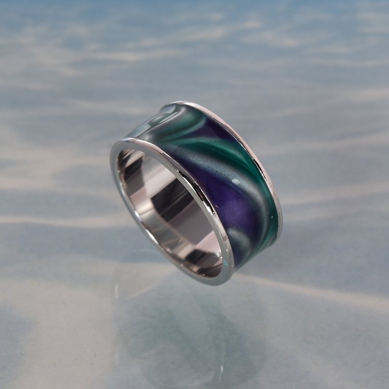 [Customized Gifts] Enamel Silver Ring-THE Silver WAVES - แหวนทั่วไป - เงิน หลากหลายสี