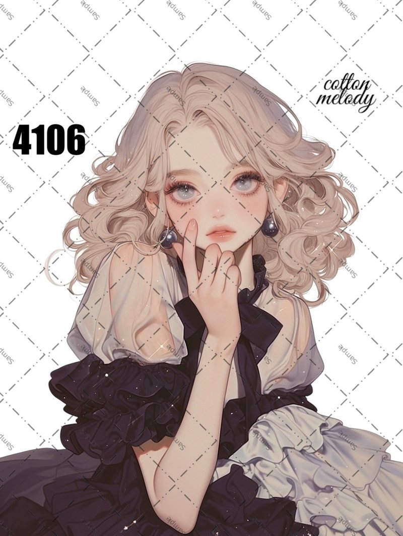 original sticker no.4106 人物ステッカー オリジナルステッカー オリジナル人物ステッカー 装飾ステッカー cotton melody - 貼紙 - 紙 