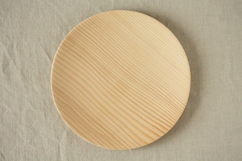 Wood 24cm of the potter's wheel grind of wooden plate fir (fir) 05 - จานเล็ก - ไม้ สีกากี