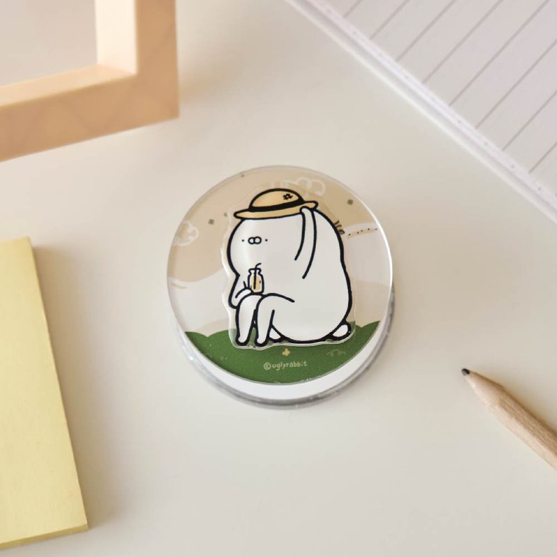 Ugly White Rabbit Picnic Drinking Milk Double Layer MagSafe Airbag Holder - อุปกรณ์เสริมอื่น ๆ - อะคริลิค หลากหลายสี