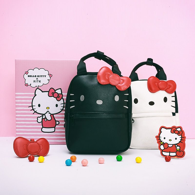 RITE x Hello Kitty x 露可小包Bag gift box xKitty black xKitty white - กระเป๋าเป้สะพายหลัง - วัสดุกันนำ้ หลากหลายสี