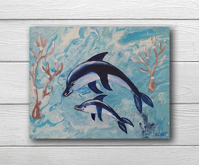 イルカのオリジナル絵 保育園のアクリル絵具 イルカ ショップ Rg Art ポスター 絵 Pinkoi