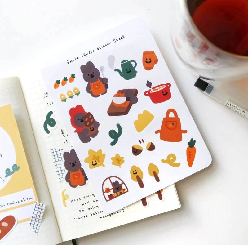 MoMo Rabbit in Fall Glossy Sticker Sheet - สติกเกอร์ - กระดาษ 