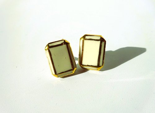 irodori ceramic accessory jewel cut ピアス・イヤリング square白