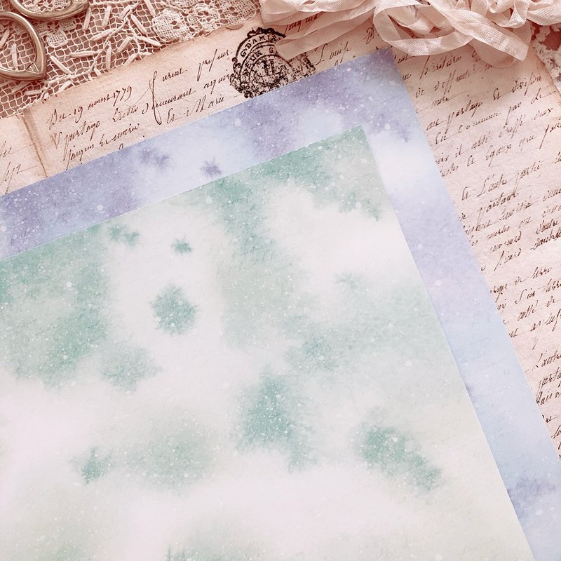 【ノベルティ兼用】水彩にじみ　1種 10枚 - 禮物盒/包裝盒 - 紙 藍色