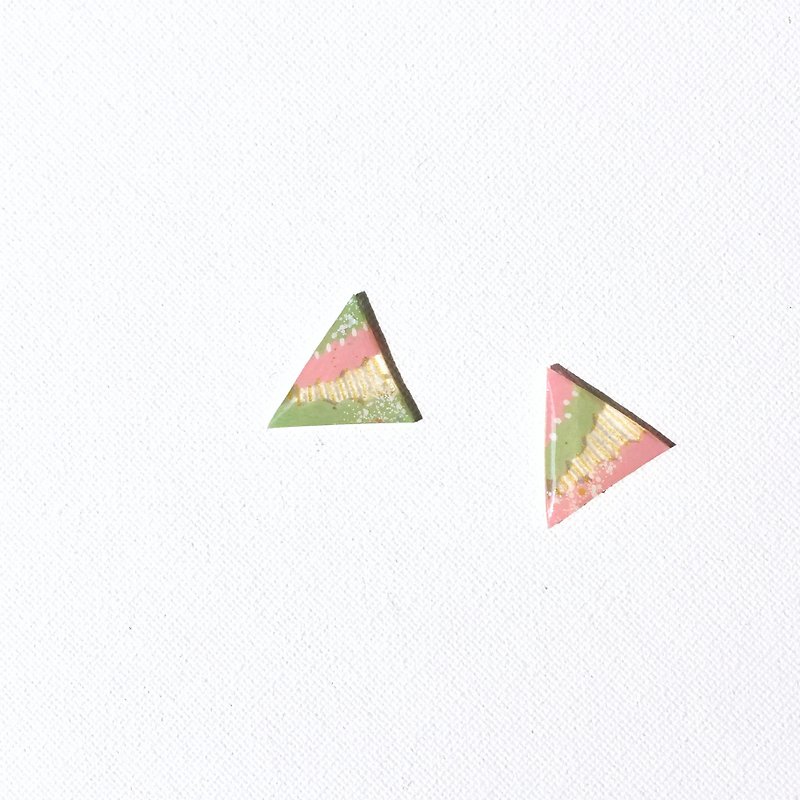 Watermelon Hill paste Clip-On/ pin earrings - ต่างหู - เรซิน สีใส