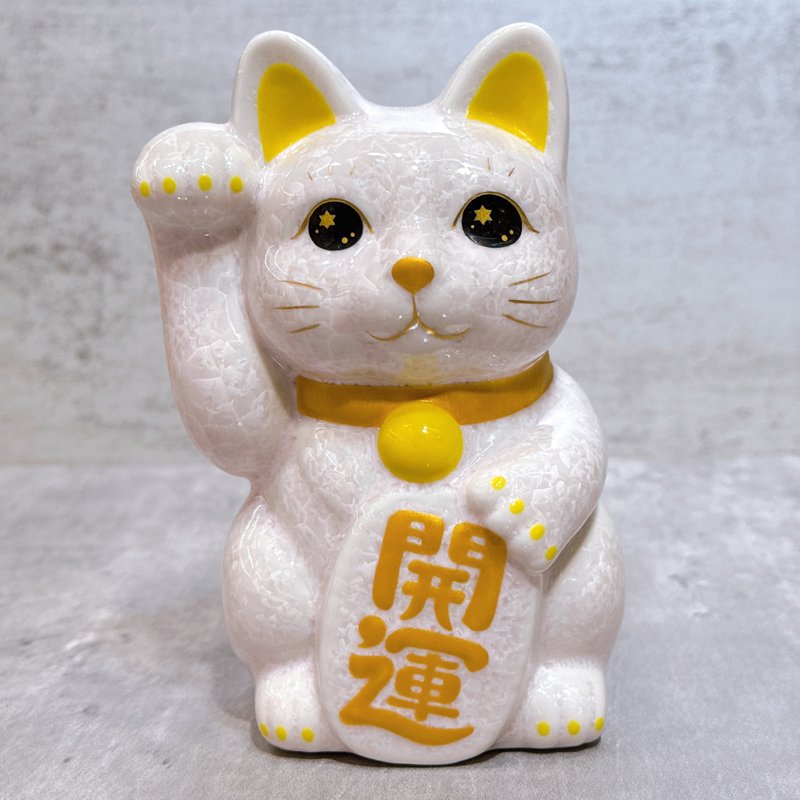 【晶桃迎祥】日本清水燒招財貓 | 花結晶 粉 - 開運 右 - 擺飾/家飾品 - 瓷 粉紅色