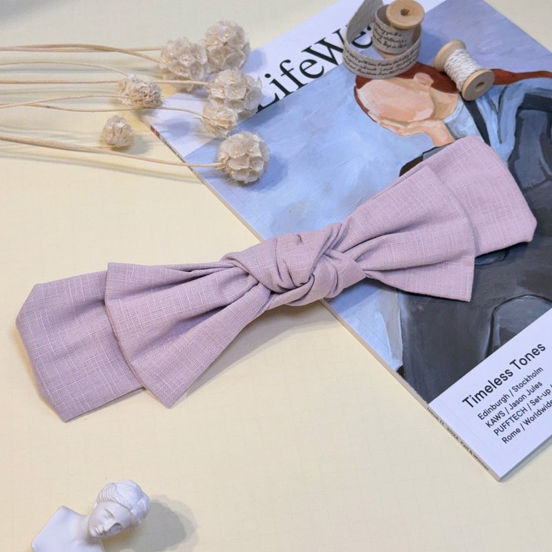 [Ingenious Craftsmanship] Taro Purple Handmade Bow Hairband - ที่คาดผม - ผ้าฝ้าย/ผ้าลินิน สีม่วง