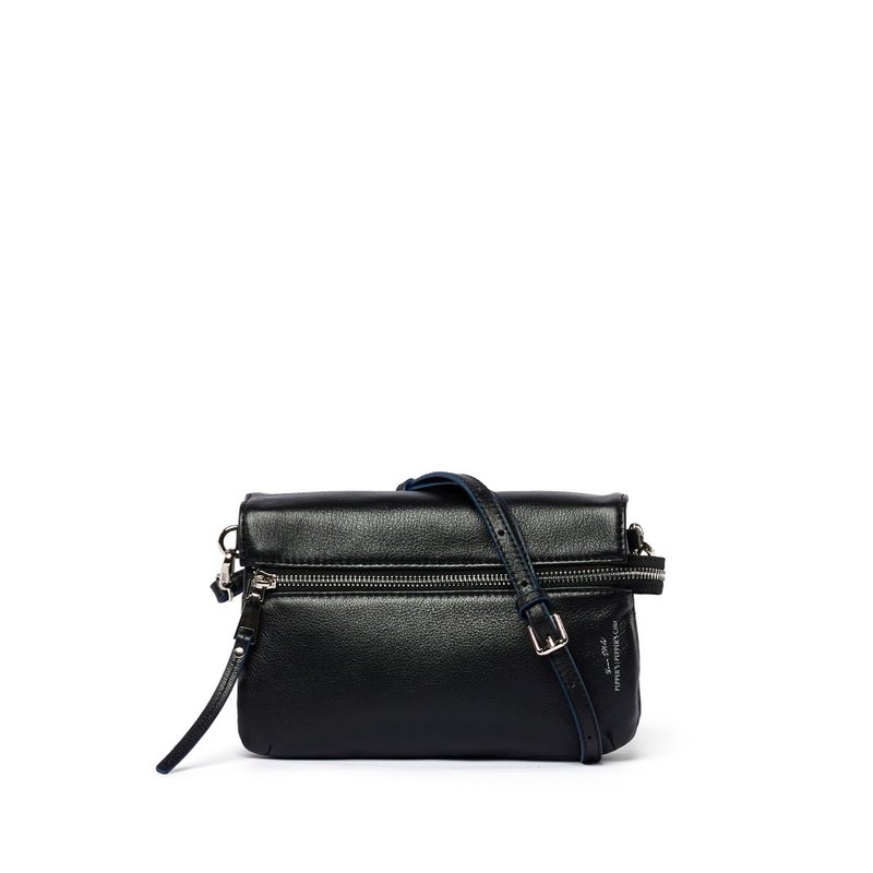 PEGASUS 牛皮拉鍊三層斜背包 - 簡約黑/月光灰 - 側背包/斜背包 - 真皮 多色