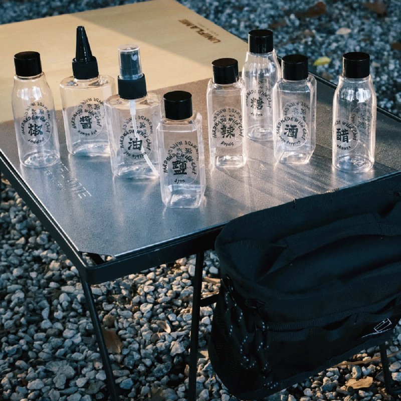 露營調味料收納套裝 附收納袋/分類貼紙 便攜式戰術分裝瓶 - 其他 - 其他材質 黑色