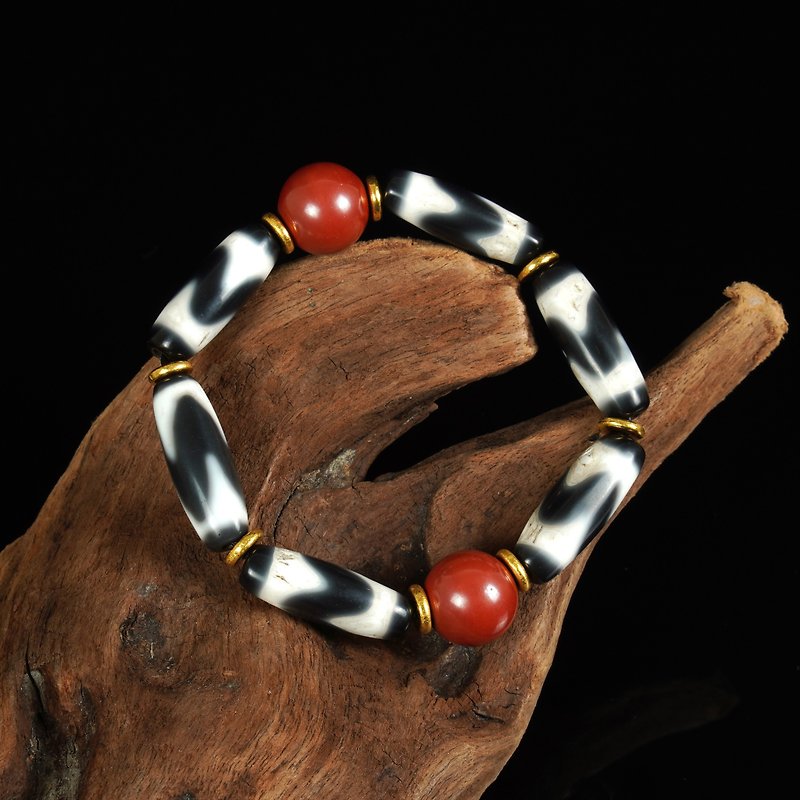 West Asian tiger tooth ancient bead bracelet (length 18.5 cm, inner diameter 16 cm) - Bracelets - Other Materials 
